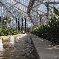 View of small fountains at Longwood Gardens. Kennet Square,PA
