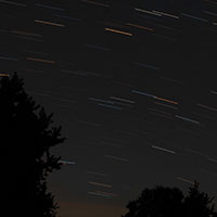 Star trails caught in the late night sky